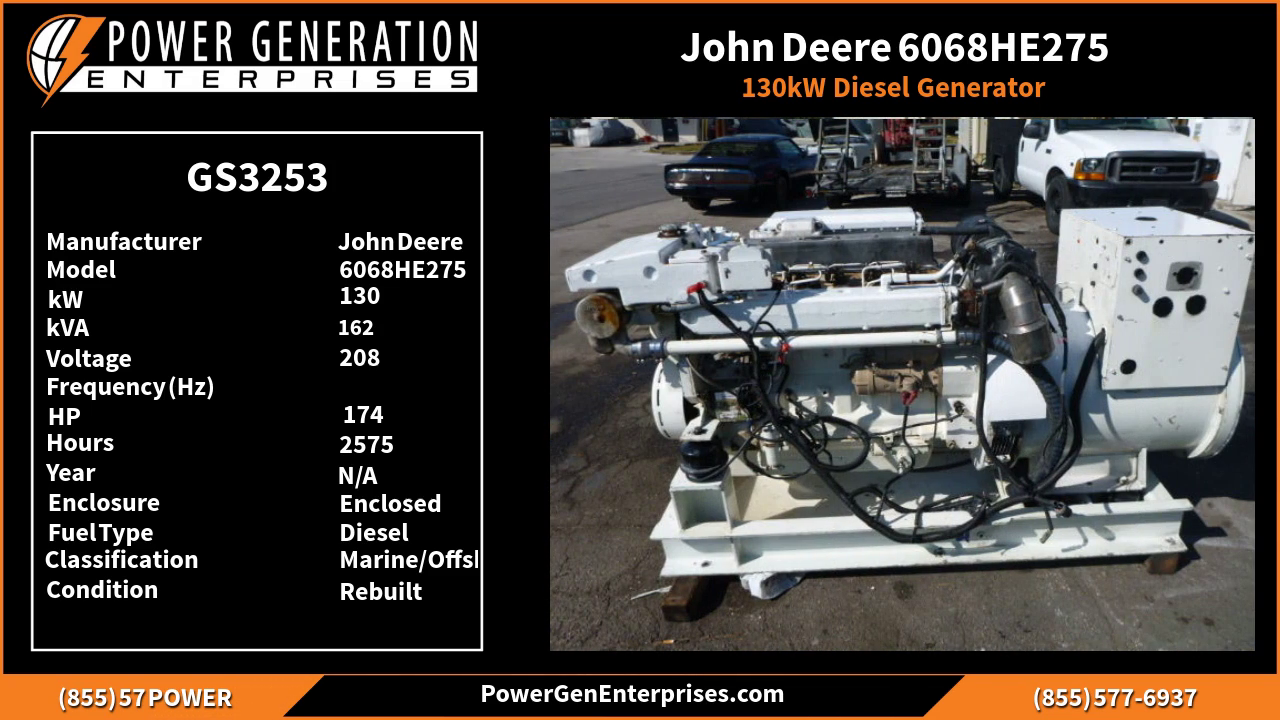 gs3253 john deere 6068he275 130 kw diesel generator