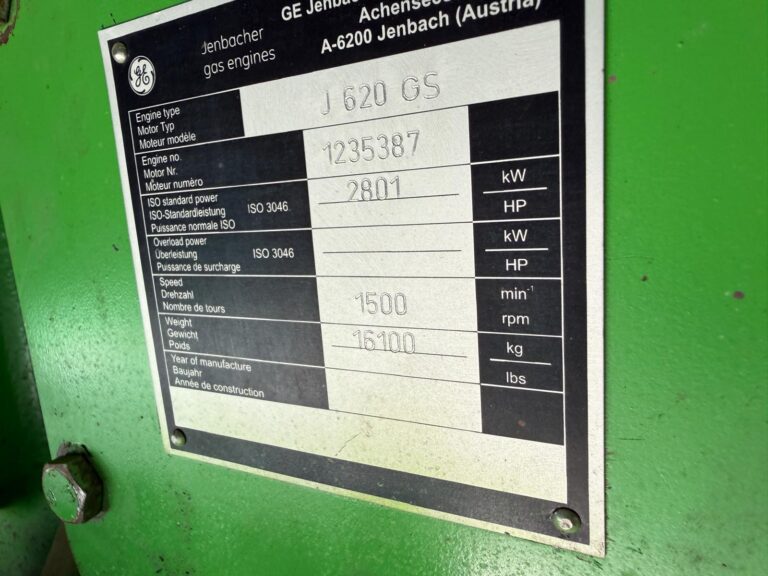 Jenbacher J620 GS – 2650KW Natural Gas Generator Set (2 Available
