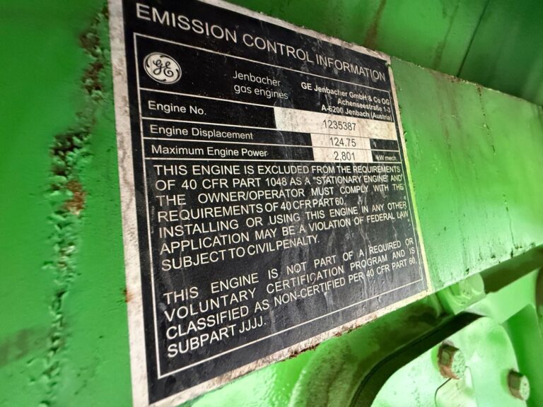 Jenbacher J620 GS – 2650KW Natural Gas Generator Set (2 Available